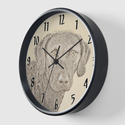 Chesapeake Bay Retriever Malerei Original Dog Art Uhr (Winkel)