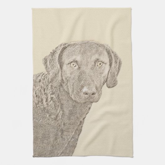 Chesapeake Bay Retriever Malerei Original Hund Kun Geschirrtuch (Vertikal)