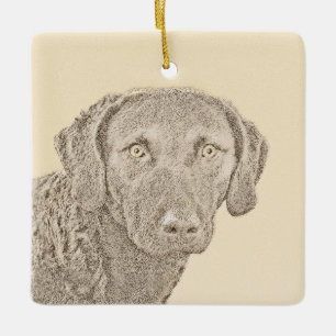 Chesapeake Bay Retriever Malerei Original Hund Kun Keramikornament