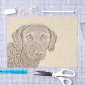 Chesapeake Bay Retriever Malerei Original Hund Kun Seidenpapier (Handwerk)