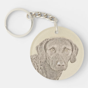 Chesapeake Bay Retriever Painting Original Dog Art Schlüsselanhänger