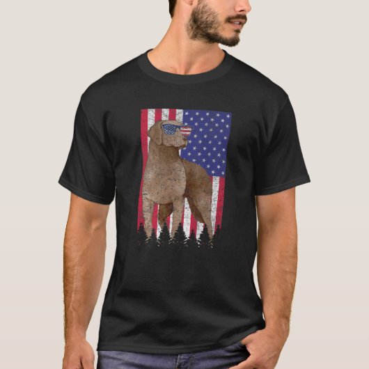 Chesapeake Bay Retriever Patriotic Dog USA Amerika T-Shirt (Vorderseite)