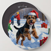 Chesapeake Bay Retriever Schnee mit Weihnachtsmütz Button (Vorne & Hinten)
