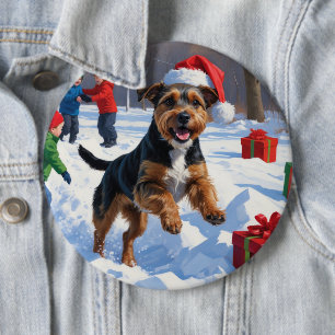 Chesapeake Bay Retriever Schnee mit Weihnachtsmütz Button