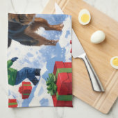 Chesapeake Bay Retriever Schnee mit Weihnachtsmütz Geschirrtuch (Viertel Falte)