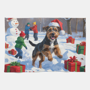 Chesapeake Bay Retriever Schnee mit Weihnachtsmütz Geschirrtuch