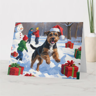 Chesapeake Bay Retriever Schnee mit Weihnachtsmütz Karte