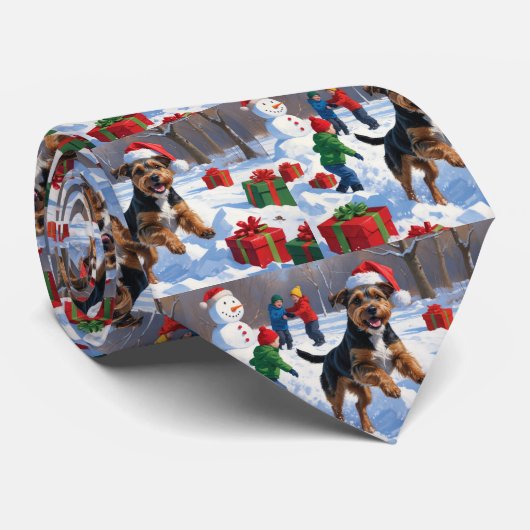 Chesapeake Bay Retriever Schnee mit Weihnachtsmütz Krawatte (Gerollt)
