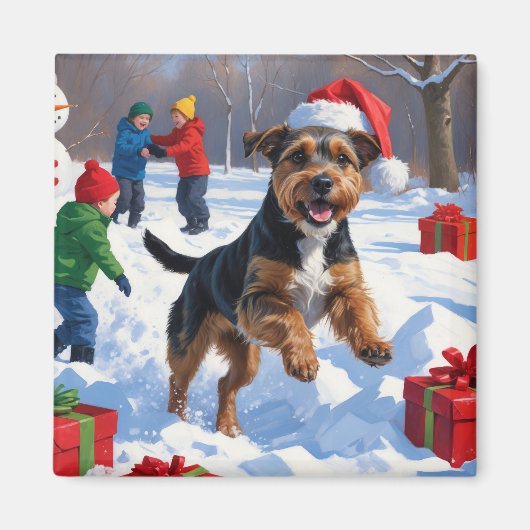 Chesapeake Bay Retriever Schnee mit Weihnachtsmütz Magnet (Vorne)