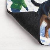 Chesapeake Bay Retriever Schnee mit Weihnachtsmütz Mousepad (Ecke)