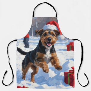 Chesapeake Bay Retriever Schnee mit Weihnachtsmütz Schürze
