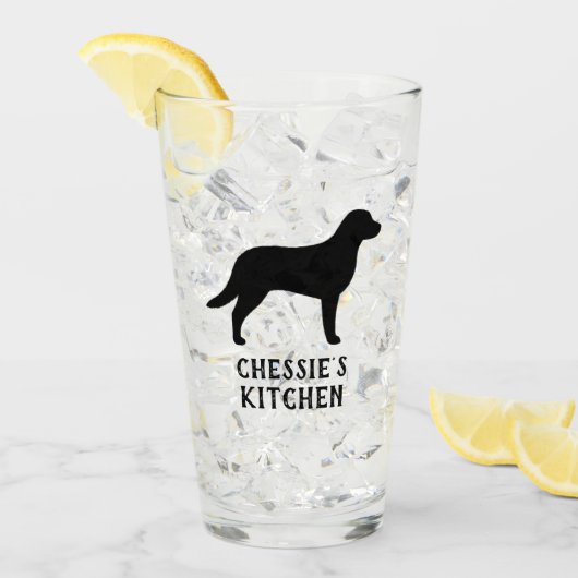 Chesapeake Bay Retriever Silhouette Chessie Dog Glas (Vorderseite Ice)
