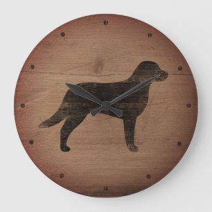 Chesapeake Bay Retriever Silhouette Rustikaler Sti Große Wanduhr
