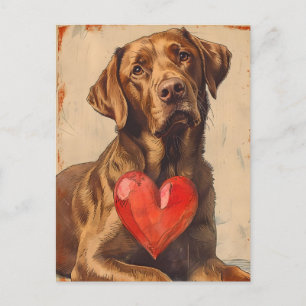 Chesapeake Bay Retriever Vintage Valentinstag  Postkarte