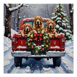 Chesapeake Bay Retriever Weihnachten Roter LKW Poster