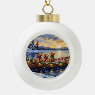 Chesapeake Bay Retriever Weihnachtsboot-Feiertag Keramik Kugel-Ornament