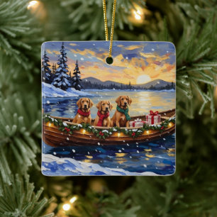 Chesapeake Bay Retriever Weihnachtsboot-Feiertag Keramikornament