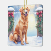 Chesapeake Bay Retriever Winter Lakeside Christmas Keramikornament (Links)