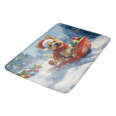 Chesapeake Bay Terrier Dog in Sledge Weihnachten Badematte (Schrägansicht)