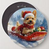 Chesapeake Bay Terrier Dog in Sledge Weihnachten Button (Vorne & Hinten)