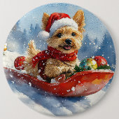 Chesapeake Bay Terrier Dog in Sledge Weihnachten Button (Vorderseite)