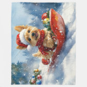Chesapeake Bay Terrier Dog in Sledge Weihnachten Fleecedecke (Vorderseite)