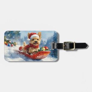 Chesapeake Bay Terrier Dog in Sledge Weihnachten Gepäckanhänger