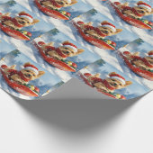 Chesapeake Bay Terrier Dog in Sledge Weihnachten Geschenkpapier (Ecke)