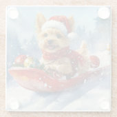 Chesapeake Bay Terrier Dog in Sledge Weihnachten Glasuntersetzer (Rückseite)