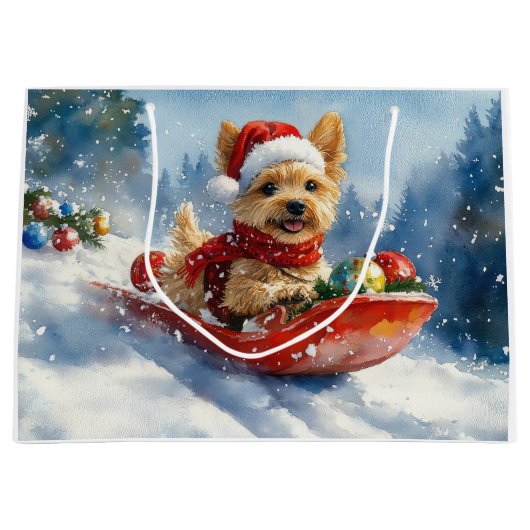 Chesapeake Bay Terrier Dog in Sledge Weihnachten Große Geschenktüte (Vorderseite)