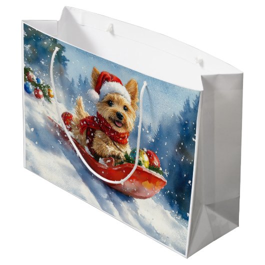 Chesapeake Bay Terrier Dog in Sledge Weihnachten Große Geschenktüte (Rückseite Schrägansicht)