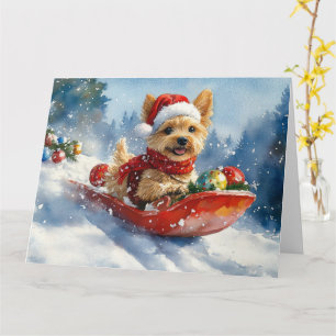 Chesapeake Bay Terrier Dog in Sledge Weihnachten Karte