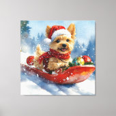 Chesapeake Bay Terrier Dog in Sledge Weihnachten Leinwanddruck (Vorderseite)