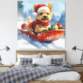 Chesapeake Bay Terrier Dog in Sledge Weihnachten Leinwanddruck (Insitu (Schlafzimmer))