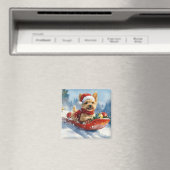 Chesapeake Bay Terrier Dog in Sledge Weihnachten Magnet (In Situ (Geschirrspüler))