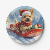 Chesapeake Bay Terrier Dog in Sledge Weihnachten Pappteller (Vorderseite)