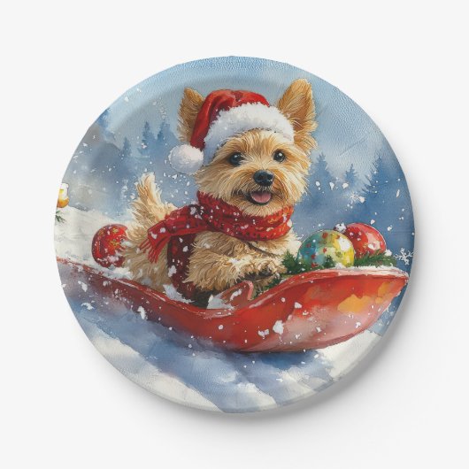 Chesapeake Bay Terrier Dog in Sledge Weihnachten Pappteller (Vorderseite)