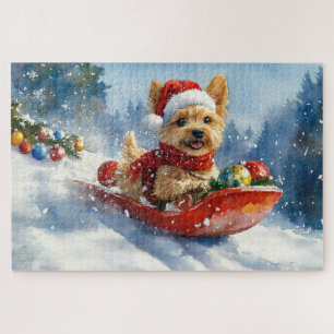 Chesapeake Bay Terrier Dog in Sledge Weihnachten Puzzle