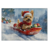 Chesapeake Bay Terrier Dog in Sledge Weihnachten Schneidebrett (Vorderseite)