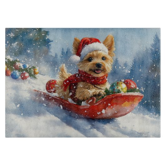 Chesapeake Bay Terrier Dog in Sledge Weihnachten Schneidebrett (Vorderseite)