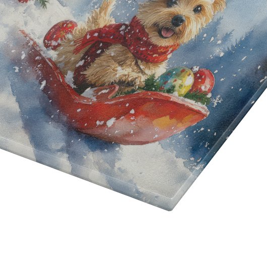 Chesapeake Bay Terrier Dog in Sledge Weihnachten Schneidebrett (Ecke)