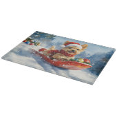 Chesapeake Bay Terrier Dog in Sledge Weihnachten Schneidebrett (Ecke)