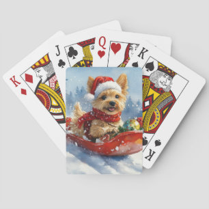 Chesapeake Bay Terrier Dog in Sledge Weihnachten Spielkarten