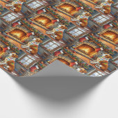 Chesapeake Bay Terrier Fireplace Christmas Lights Geschenkpapier (Ecke)