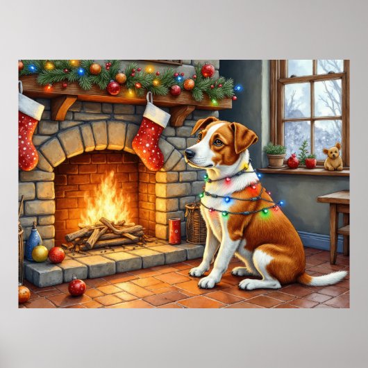 Chesapeake Bay Terrier Fireplace Christmas Lights Poster (Vorne)