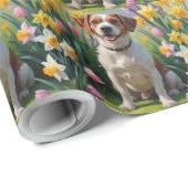 Chesapeake Bay Terrier Frühlingsblumen Malerei Geschenkpapier (Rolleneckpunkt)