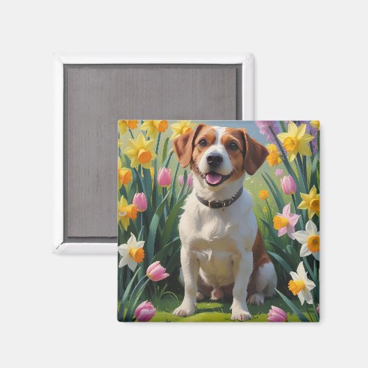 Chesapeake Bay Terrier Frühlingsblumen Malerei Magnet (Vorderseite/Rückseite)