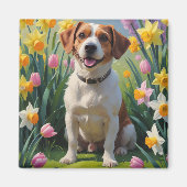 Chesapeake Bay Terrier Frühlingsblumen Malerei Magnet (Vorne)