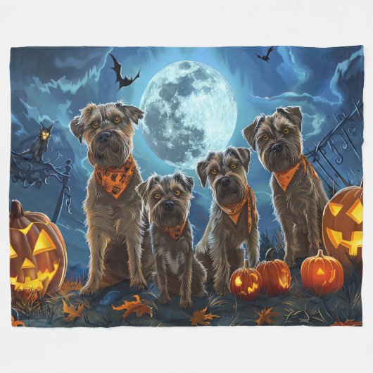 Chesapeake Bay Terrier Halloween Spooky Fleecedecke (Vorderseite (Horizontal))