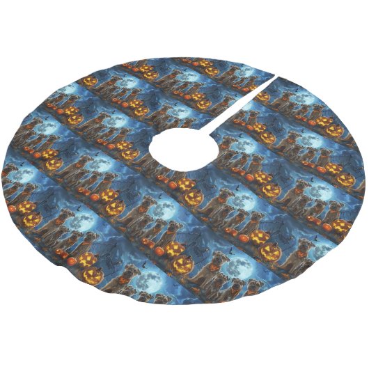 Chesapeake Bay Terrier Halloween Spooky Polyester Weihnachtsbaumdecke (Schrägansicht)
